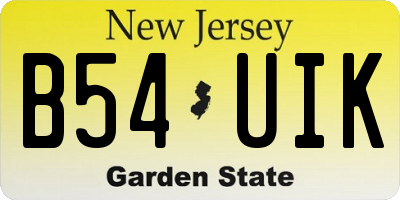 NJ license plate B54UIK