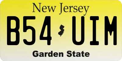 NJ license plate B54UIM