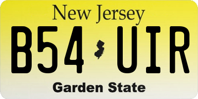 NJ license plate B54UIR