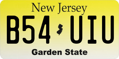 NJ license plate B54UIU