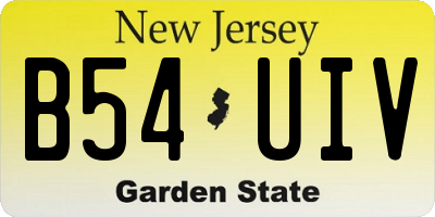 NJ license plate B54UIV