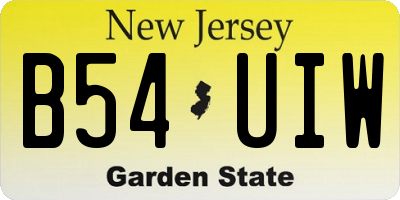 NJ license plate B54UIW