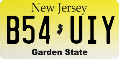 NJ license plate B54UIY