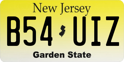 NJ license plate B54UIZ