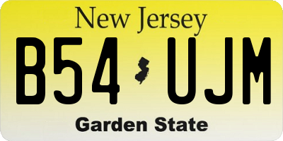 NJ license plate B54UJM