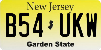 NJ license plate B54UKW