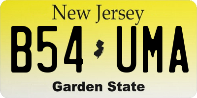 NJ license plate B54UMA