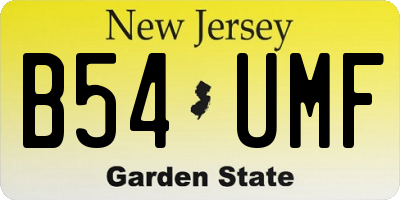 NJ license plate B54UMF