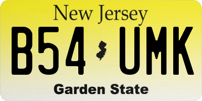 NJ license plate B54UMK