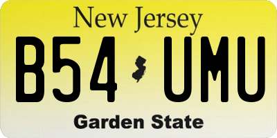 NJ license plate B54UMU
