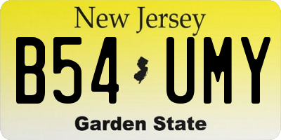 NJ license plate B54UMY