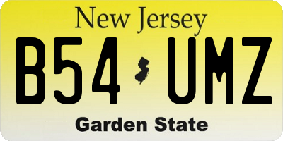NJ license plate B54UMZ