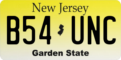 NJ license plate B54UNC