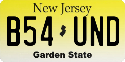 NJ license plate B54UND