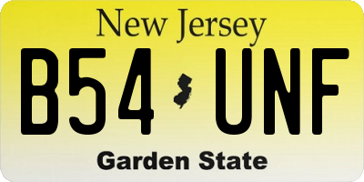 NJ license plate B54UNF