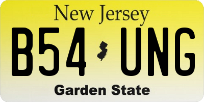 NJ license plate B54UNG