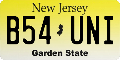 NJ license plate B54UNI