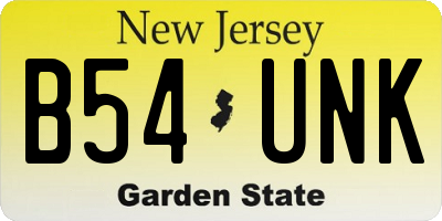 NJ license plate B54UNK