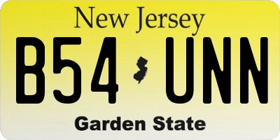 NJ license plate B54UNN