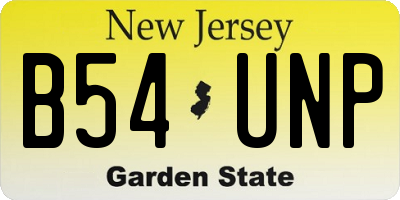 NJ license plate B54UNP