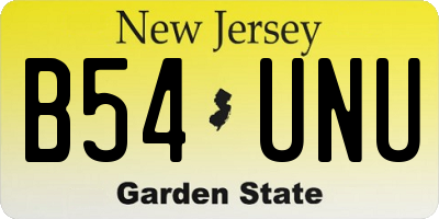 NJ license plate B54UNU