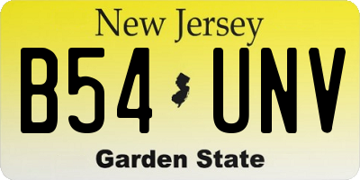 NJ license plate B54UNV