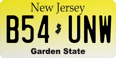 NJ license plate B54UNW