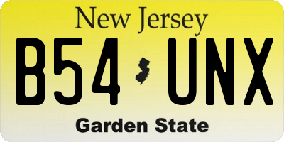 NJ license plate B54UNX