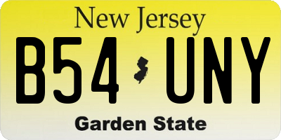 NJ license plate B54UNY