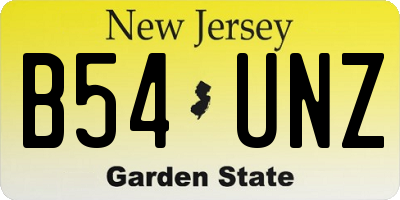 NJ license plate B54UNZ