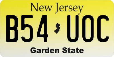 NJ license plate B54UOC