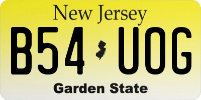 NJ license plate B54UOG