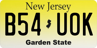 NJ license plate B54UOK