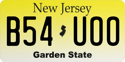 NJ license plate B54UOO