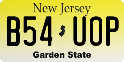 NJ license plate B54UOP