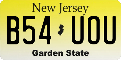NJ license plate B54UOU