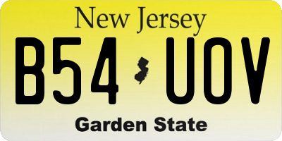 NJ license plate B54UOV