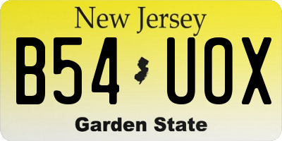 NJ license plate B54UOX