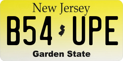 NJ license plate B54UPE