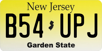 NJ license plate B54UPJ