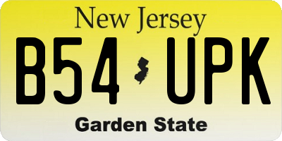 NJ license plate B54UPK