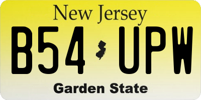 NJ license plate B54UPW
