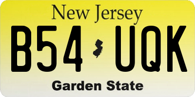 NJ license plate B54UQK