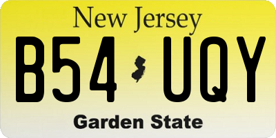 NJ license plate B54UQY