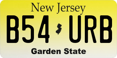 NJ license plate B54URB