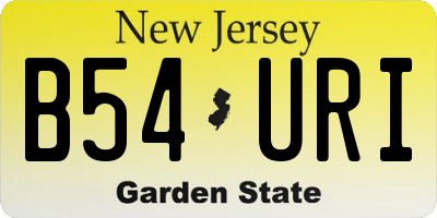 NJ license plate B54URI