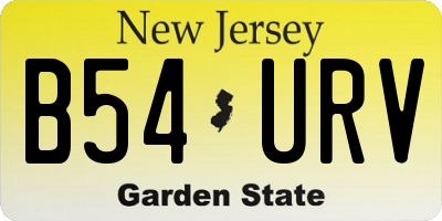 NJ license plate B54URV