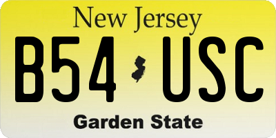NJ license plate B54USC