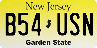 NJ license plate B54USN
