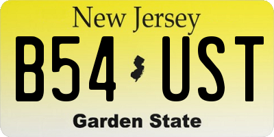 NJ license plate B54UST